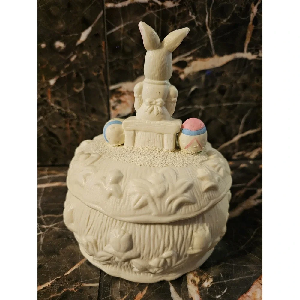 Vintage Covered Candy Bowl Centerpiece Easter Spring Decoration 7